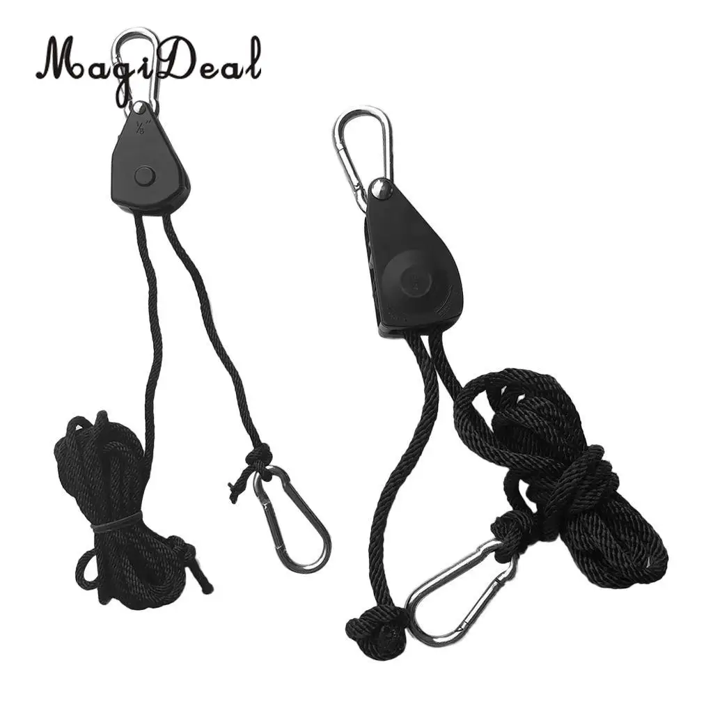 1 Pair 8ft Heavy Duty Strong 34KG Kayak Canoe Boat Tie Down Carabiner Hooks Ratchet Strap Pulley Rope