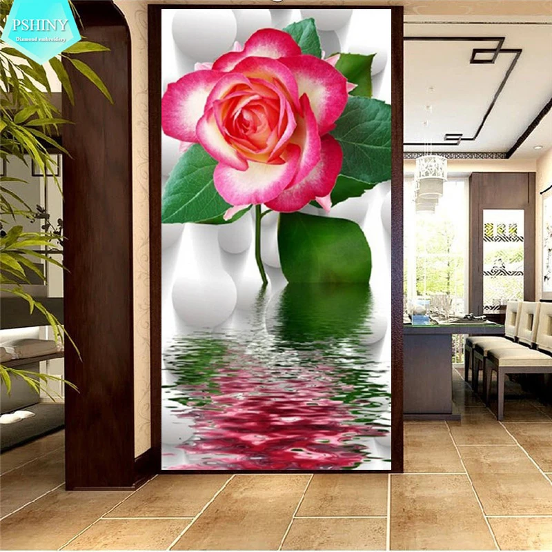 

PSHINY 5D DIY Diamond painting red flowers Pictures with full display Square rhinestones Diamond embroidery sale new arrivals