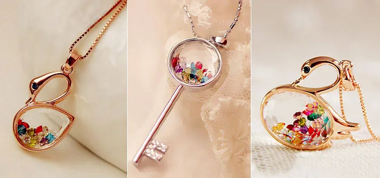 Высокое качество, розовое золото, квадратный круглый магический парфюм желаний, разноцветный кристалл, стеклянная бутылка, подвеска, ожерелье, ювелирное изделие