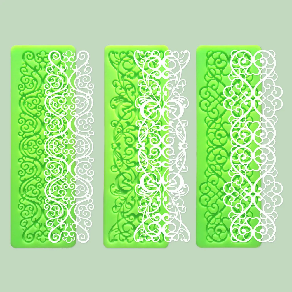 

lace mat Decorating Tool Silicone Lace Baking Mould Cake Onlay Border Embosser Mold Sugarpaste Craft Bakeware