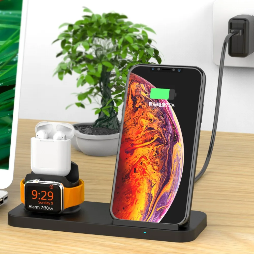 

Three-In-One Wireless Charger Bracket ABS Watch Charging Dock Bracket Mobile Phone Wireless Headset Stand For Apple Series
