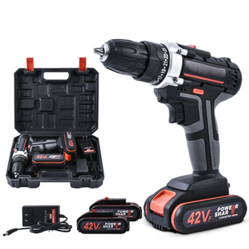 

42V Electric Drill With Rechargeable Lithium Battery Electric Screwdriver Cordless Screwdriver Two-speed Power Tools