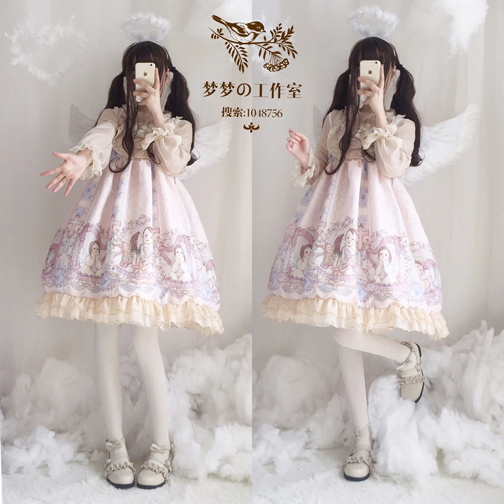

Plus Size Countries Original Design Girl Angel Who Handle Soft Sister Lolita Connect Dress With Shoulder-straps Jsk 2019 New