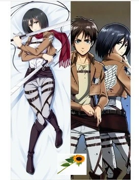

Free Shipping New Japanese Anime hugging pillow case Mikasa Ackerman and Eren Attack on Titan