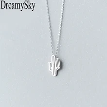 DreamySky Настоящее чистое серебро 925 пробы кактус завод ожерелье s для женщин S925 ожерелье серебро-ювелирные изделия