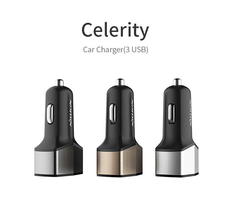 Автомобильное зарядное устройство NILLKIN Celerity USB+ type C, 3 порта, быстрая зарядка 3,0, автомобильное зарядное устройство 5 В 3 А, быстрое автомобильное зарядное устройство, сертификация CE RoHS PSE