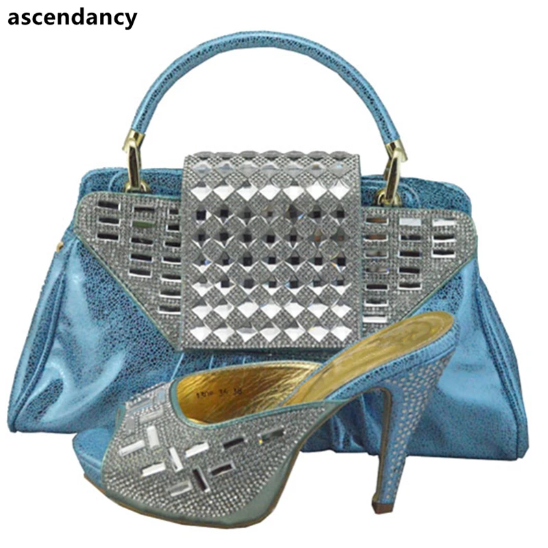 light blue shoes and matching bag