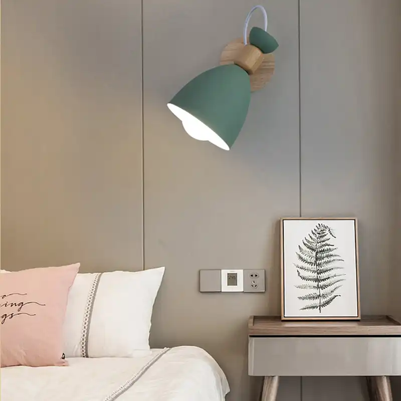 Nordic Indoor Wall Mounted Lights Iron Wood Decorative Fancy Wall Lamp Bedside Interior Living Room Study Childern S Sconces