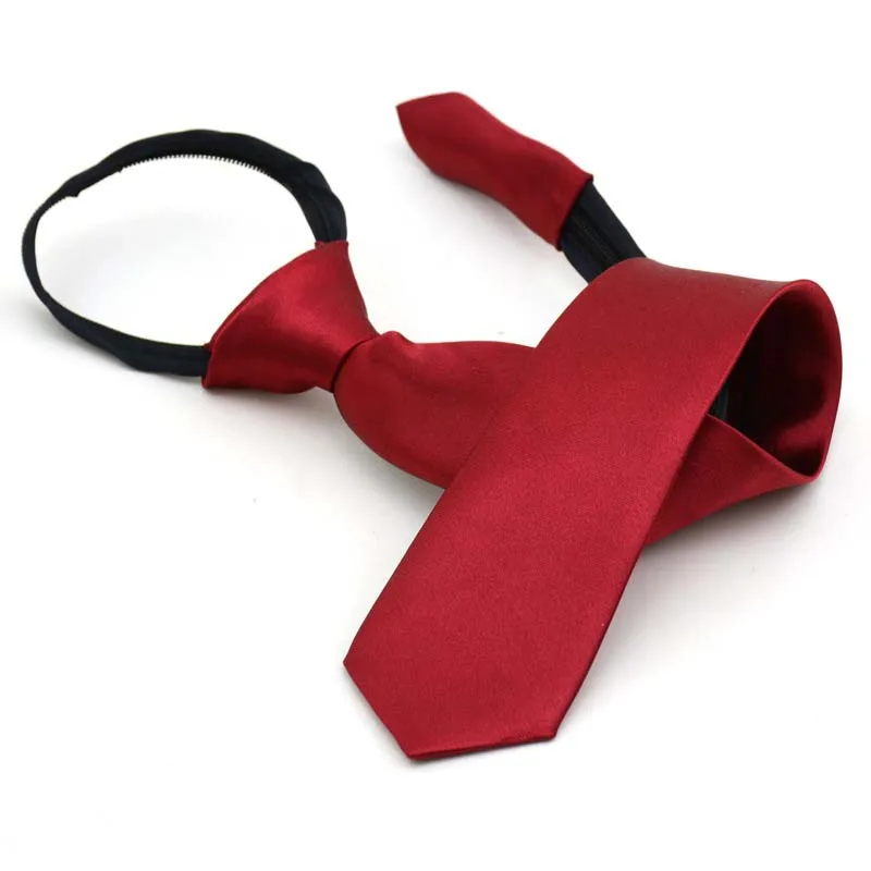 Предварительно завязанный шейный галстук мужской тонкий галстук с молнией красный черный синий сплошной цвет жаккардовый тонкий узкий галстук для жениха вечерние галстуки