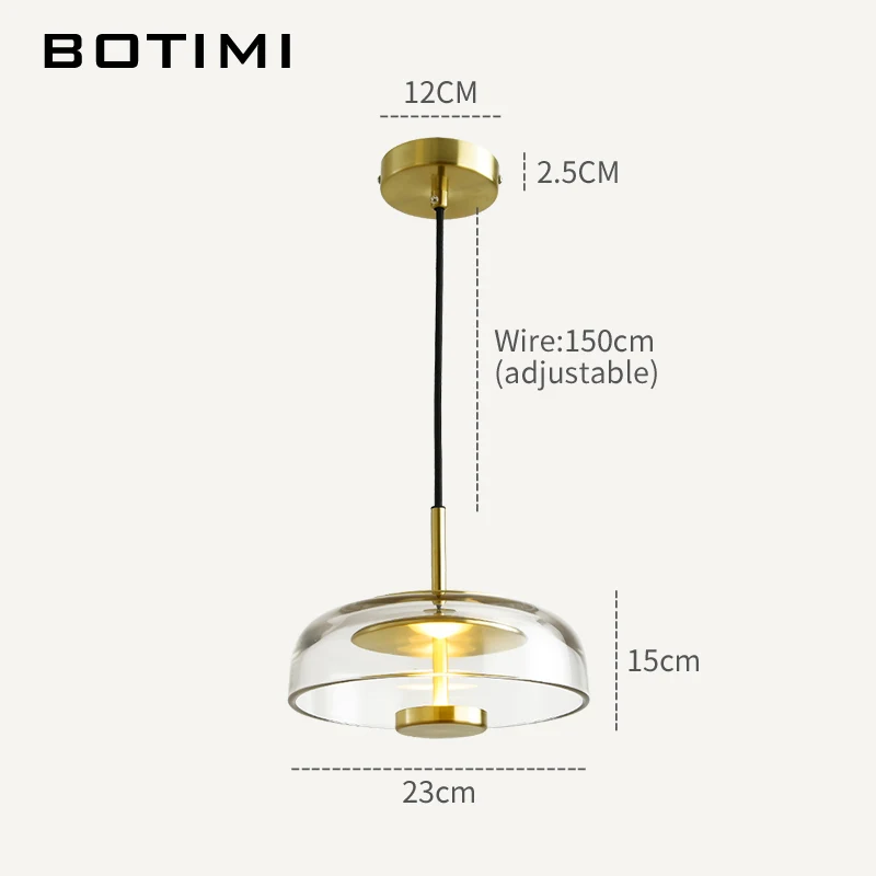 BOTIMI благородный светодиодный подвесной светильник со стеклянным абажуром для столовой современный подвесной светильник для ресторана домашний декор осветительное приспособление