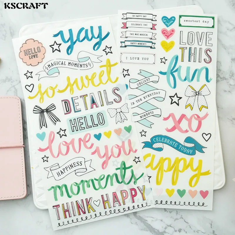 

KSCRAFT 2pcs Happy Moment Rub On Set for Scrapbooking DIY Projects/Photo Album/Card Making Crafts