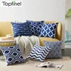 Cushion Covers Navy Cotton Linen Geometric Home Decorative Throw Pillows Pillowcases For Living Room Sofa Chair Seat Car Outdoor 1
