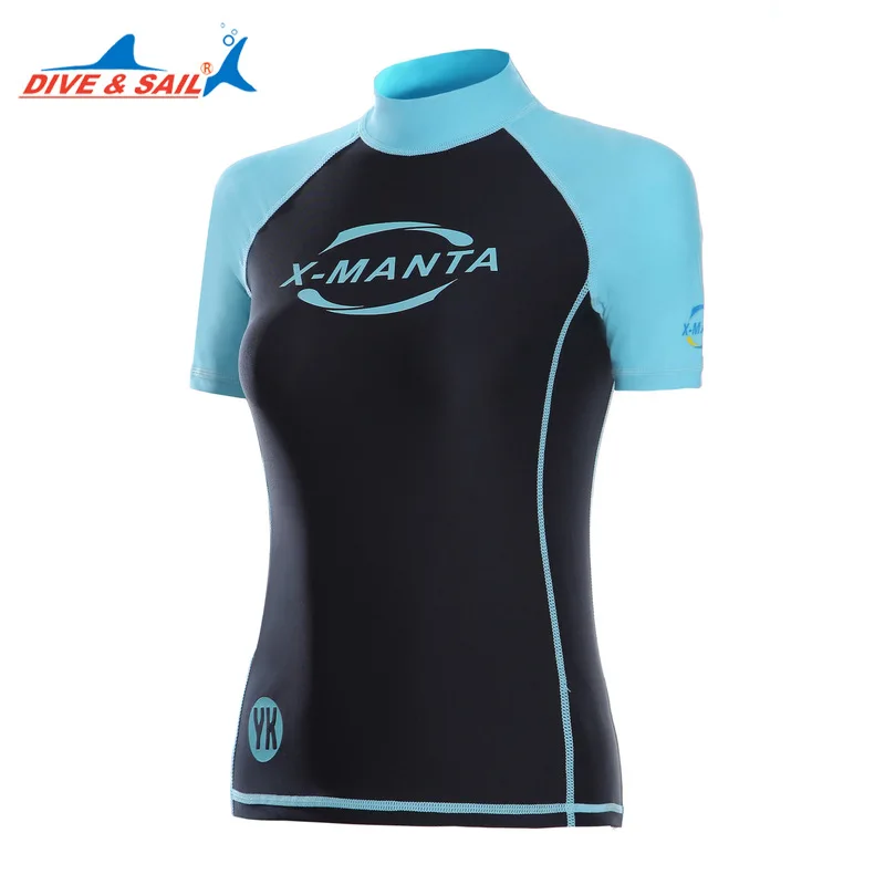 DIVE&ampSAIL Offical Store Women Lycra rash guard Surfing Diving Suits Swimwear Short Sleeve Rashguard Swimming Suit Surf Swimsuit |