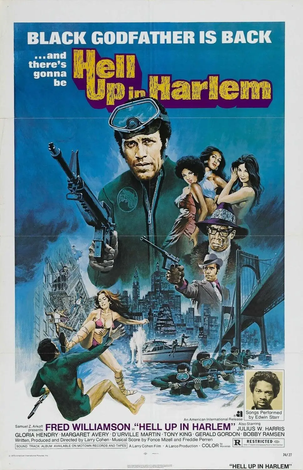 N1117 HELL UP IN HARLEM фильм Фреда вильямсона блокполитирование Наклейка на стену шелковая ткань плакат искусство домашний декор яркий