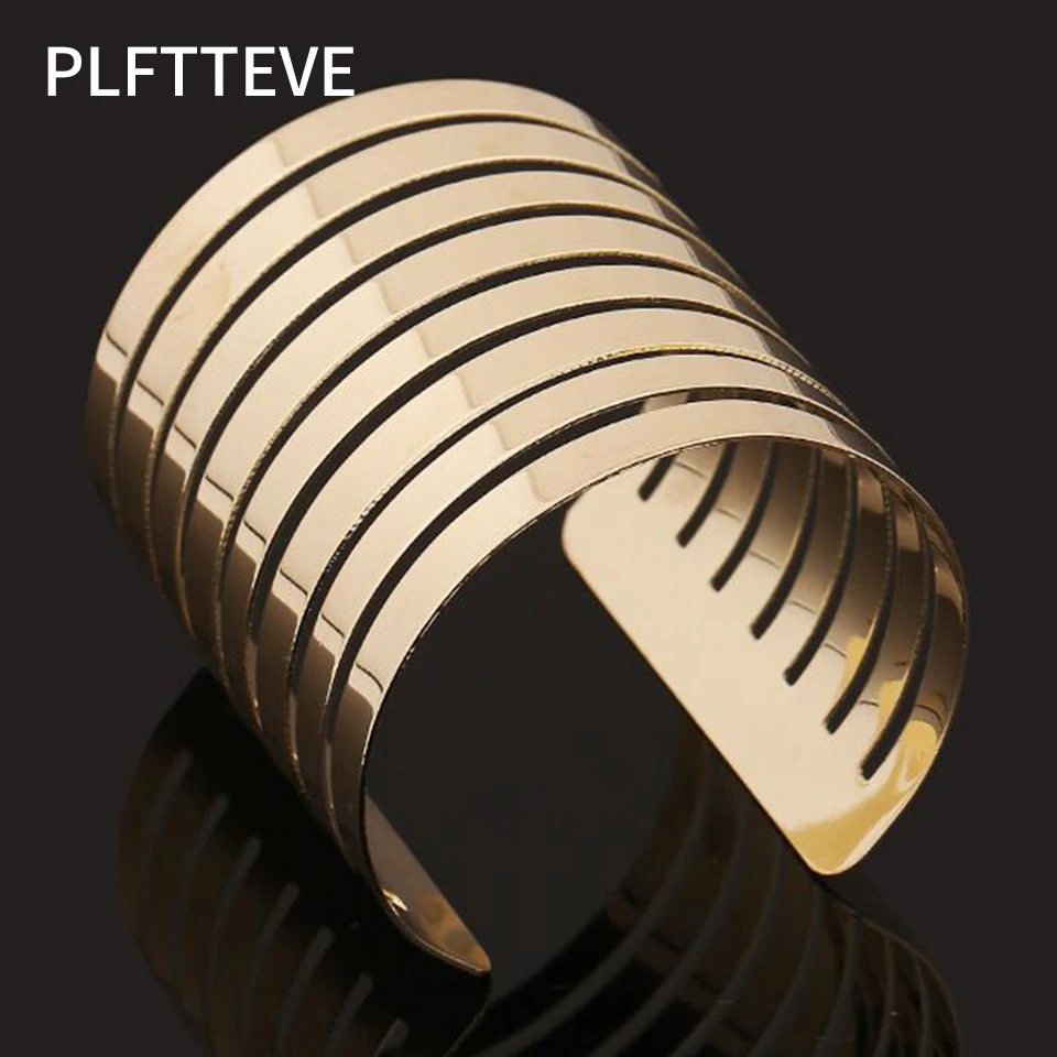 

Cute Wide Open Cuff Bracelets & Bangles For Women Men Gold Silver Color Alloy Big Male Female Bangle Bracelet Fashion Jewelry