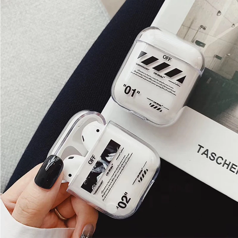 

New Transparent off Wireless Earphone Charging Cover Bag for Apple AirPods 1 2 Hard PC white Bluetooth Box Headset case