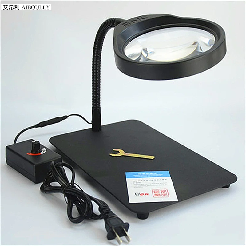 Desktop Large Size HD Magnifier With LED Lamp 10 Times Full Metal