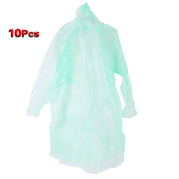 

10Pcs Disposable Hooded Poncho Emergency Raincoat Adult Travel