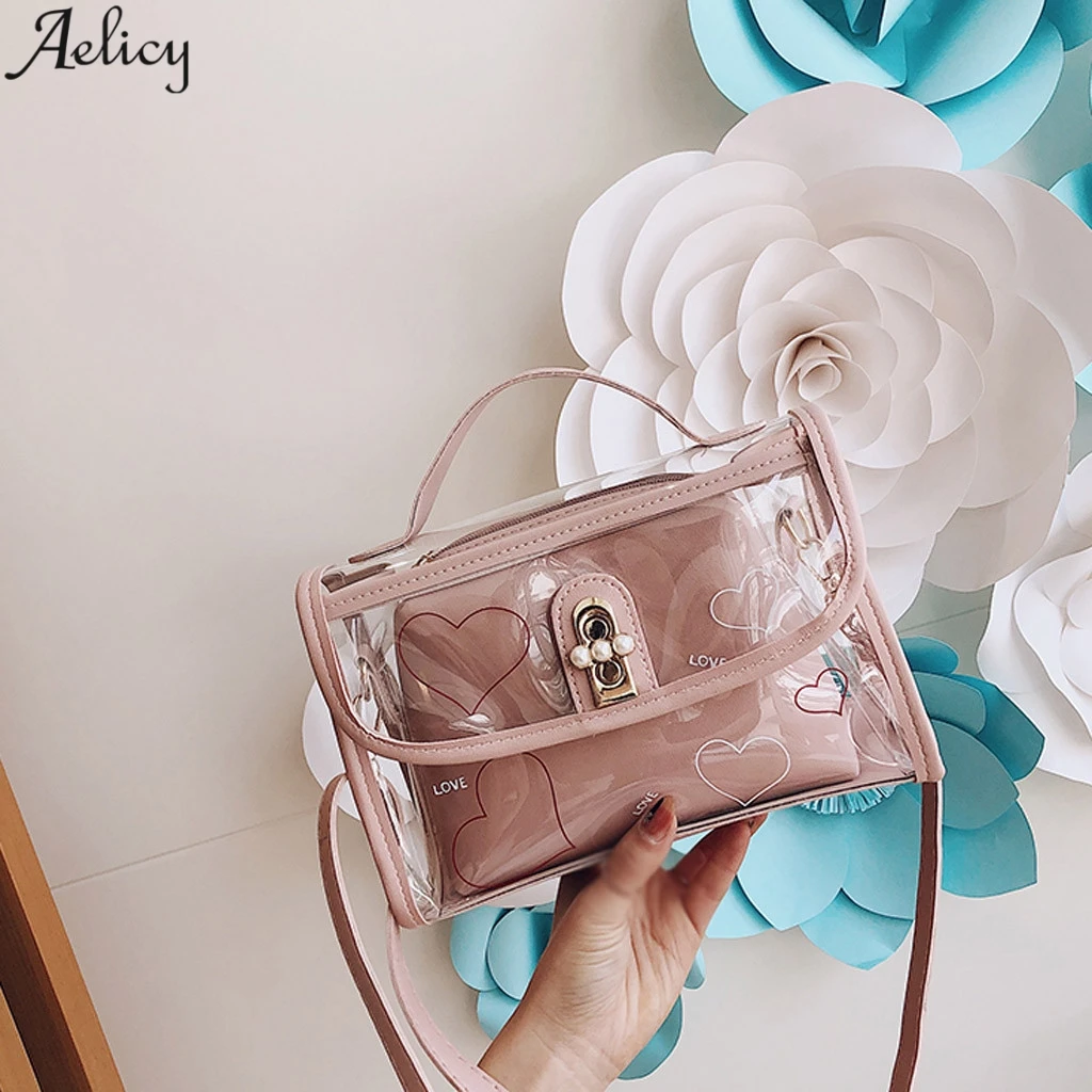 Aelicy Женская модная прозрачная сумка мессенджер для девочек Дамская