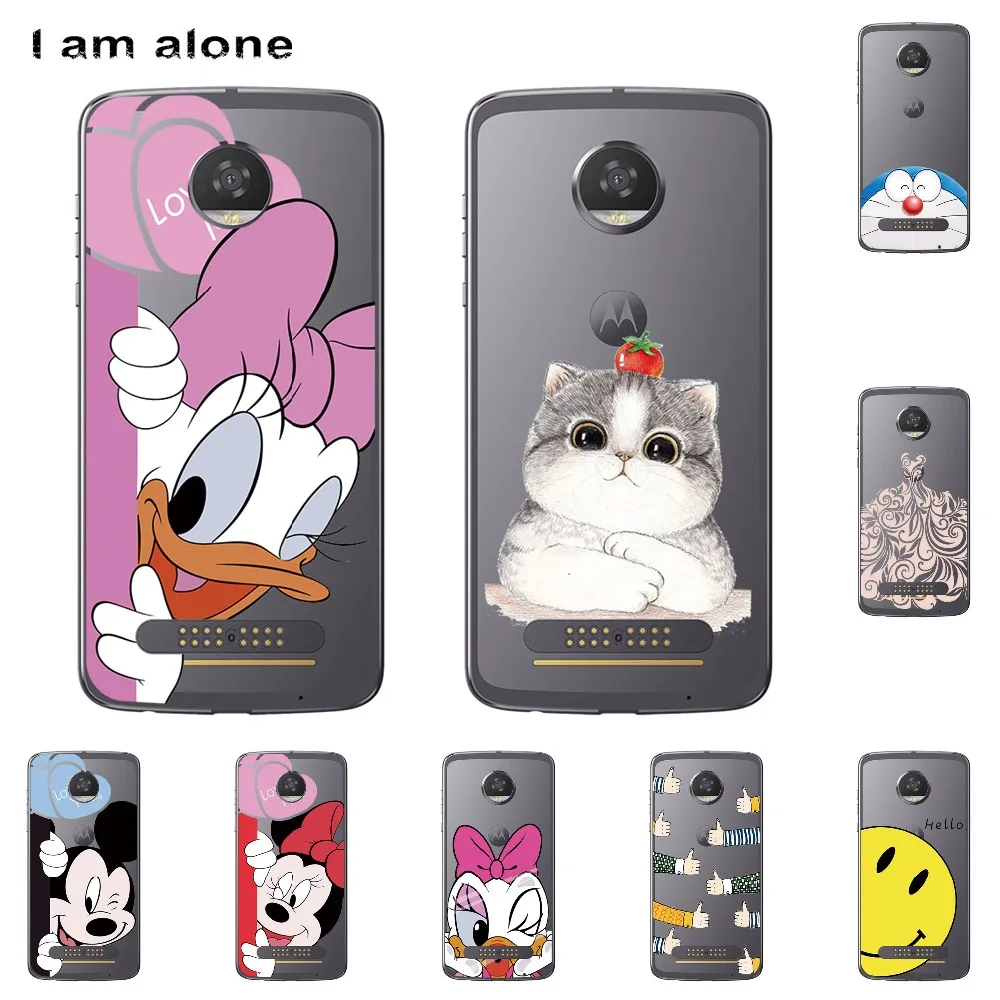 

I am alone Phone Cases For Motorola Moto Z2 Play 5.5 inch Solf TPU Colorful Fashion Cute Flower Cellphone Shell For Moto XT1710