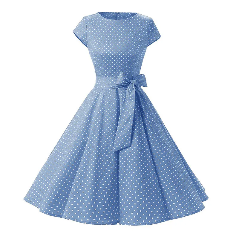 Для женщин халат свободное платье в стиле ретро; в стиле пин-ап Винтаж 1950s рокабилли в горошек летние женские платья для Элегантная туника Vestidos - Цвет: picture color
