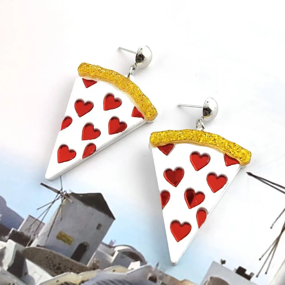 

Ear Hook Love Pizza Personality Creative Art Small Fresh Earrings Ear Clip Fashion Earrings For Women 2019 aretes de mujer A1