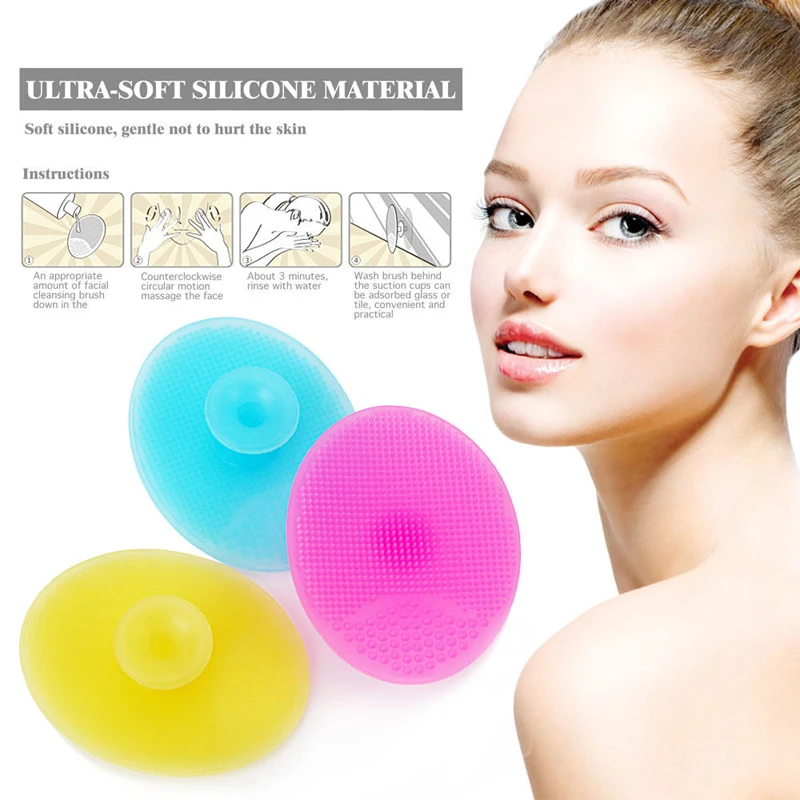 

Silicone Facial Cleansing Brushes Soft Exfoliating Face Wash Brush Infant Baby Cleaning Pad Skin SPA Scrub Cleanser Tool