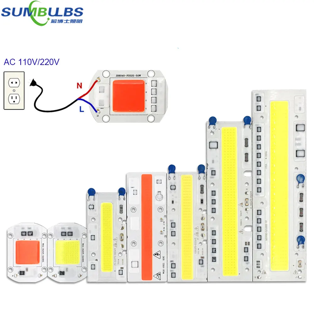 20W 30W 50W 100W 150W LED Chip COB Lamp AC 110V 220V Smart IC Driverless Full Spectrum LED Bulb for Floodlight Plant Grow Lights-in LED Chips from Lights ...