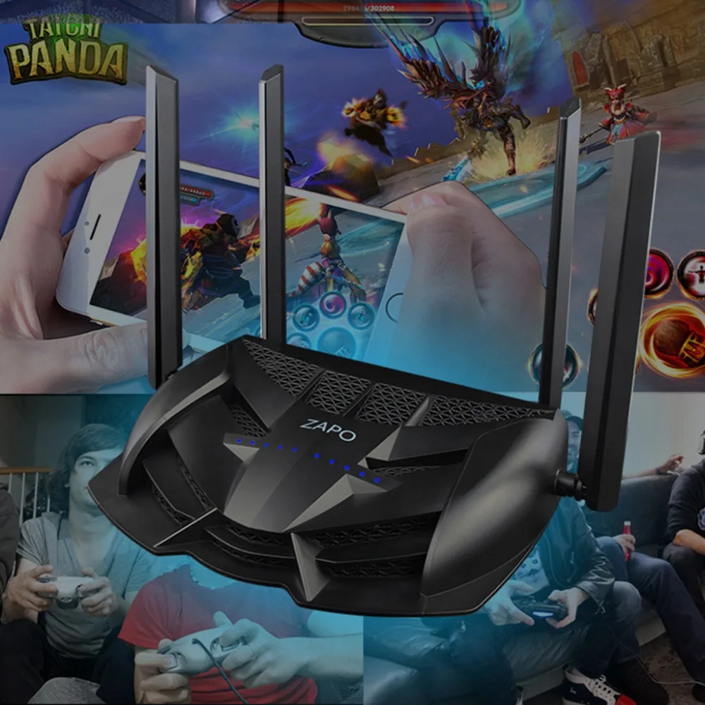 

Gaming Router 2600Mbps Dual-band 2.4G&5G AC Wireless Wifi Repeater Powerful Antennas USB Storage Long Distance US EU Plug