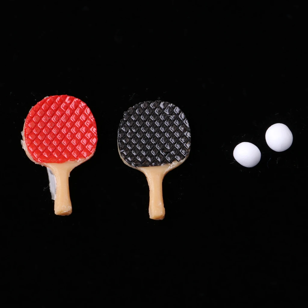 1/12 Plastic Table Tennis Ball Racket Set Dollhouse Miniature Life Scenes Accessory Sports Equipment Decor