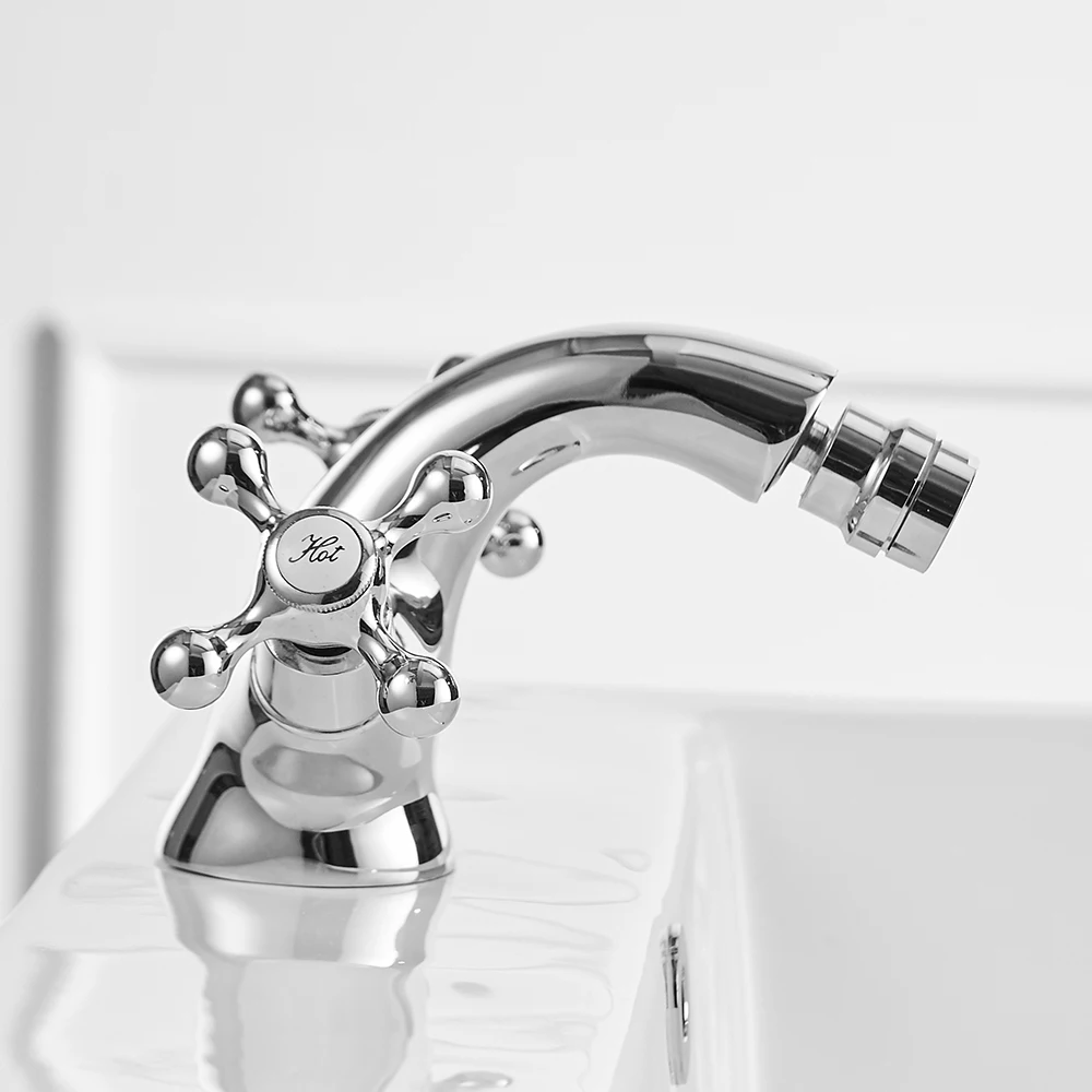 Antique Bidet Faucet Two Ceramic Swivel Handles