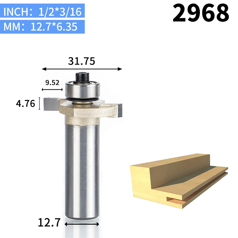 HUHAO 1 шт. 1/" хвостовик т типа бит с подшипник, деревообрабатывающий инструмент фрезы для дерева Rabbeting Бит Endmill ЧПУ фрезы - Длина режущей кромки: 2968