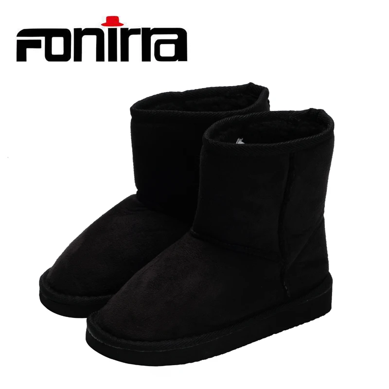 

Fashion Classic Children Snow Black Boots Winter Warm Suede Upper Kids Booties Unisex Flat Ankle Shoes 246