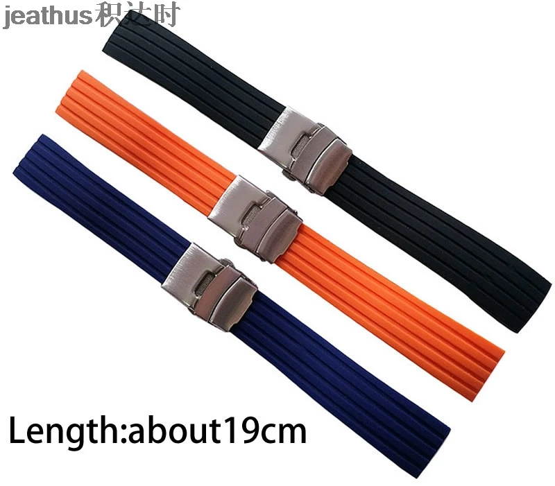 Ремешок для часов Jeathus черная оранжевая синяя силиконовая резина