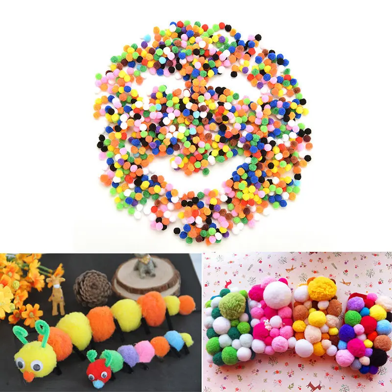 

TOYZHIJIA Hot Wholesale 1000 Pcs /lot Assorted 10 mm Mixed Color Soft Fluffy Pom Poms Pompoms Kids DIY Craft