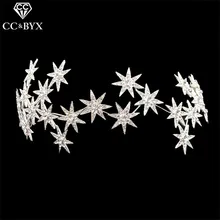 CC повязка для волос повязка для головы Корона тиары для женщин блеск cz Звезда свадебная прическа аксессуары помолвка романтические Драгоценности TS0542