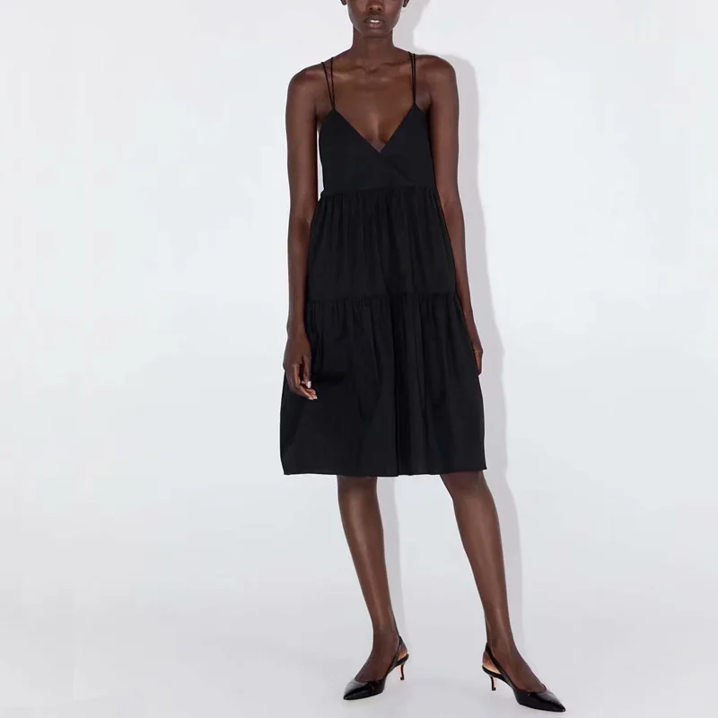 

Summer casual solid color strap dress women dress Vestidos