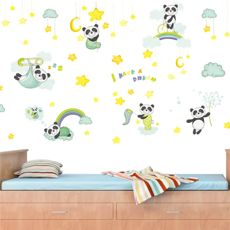 Autocollants Muraux Animaux Panda Dormant Lune Etoile I Have A Dream Pour Chambre D Enfant Dessin Anime Cadeau Pour Bebe Decor De Chambre D Enfant Aliexpress