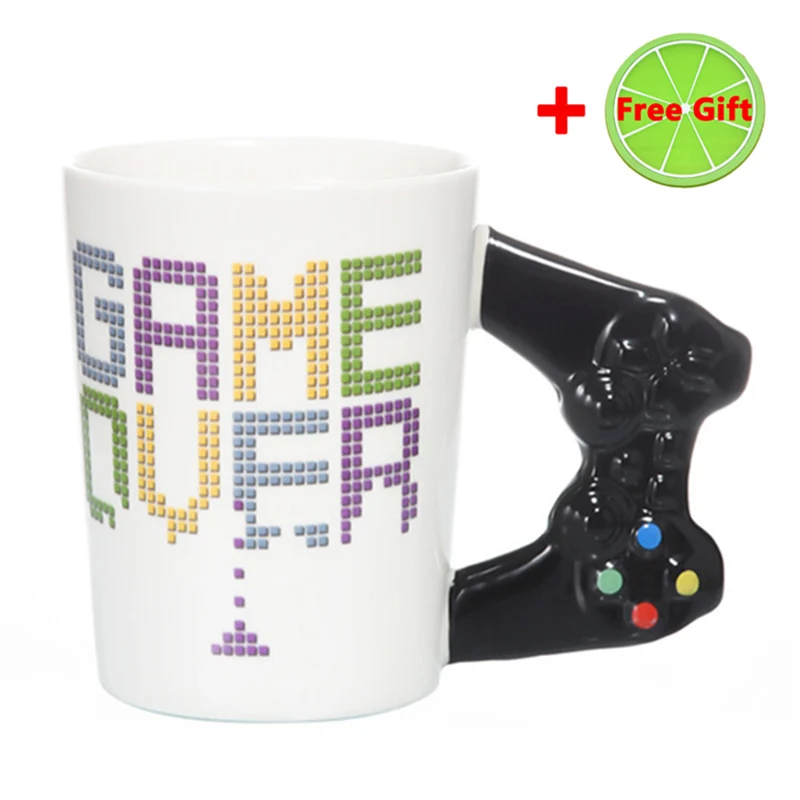 Новинка 380 мл креативная кофейная кружка 3D игровой контроллер ручка кружка керамическая чашка молоко чай кружки Gameboy День рождения Рождественский подарок - Color: Green