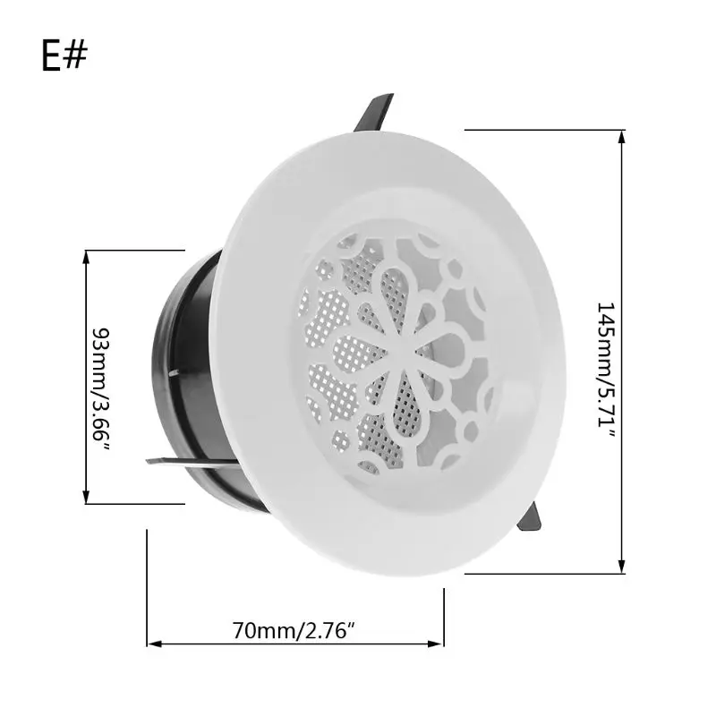 Вентиляционная крышка с вентиляционным отверстием и круглым диффузором 100 мм - Цвет: E
