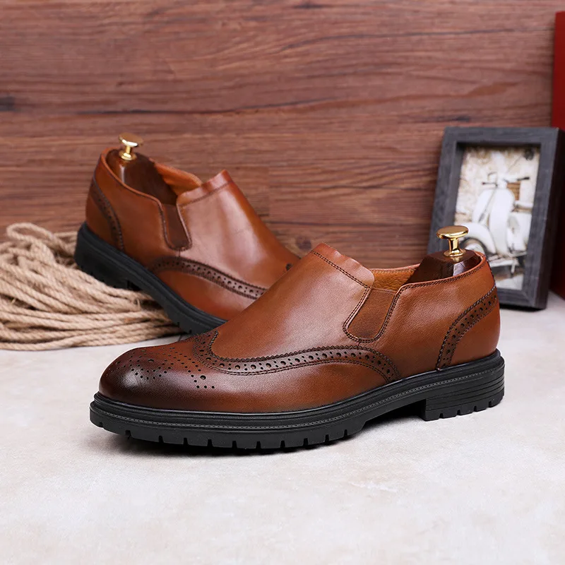 DESAI/Мужская обувь из натуральной кожи; изящная прошитая повседневная обувь на резиновой нескользящей подошве; износостойкие мужские туфли-оксфорды