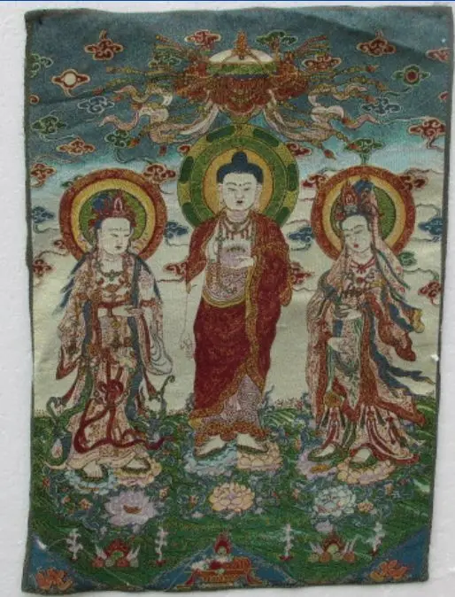 

23.64"Chinese silk embroidery thangka goddess guanyin Buddha in Tibet and Nepal