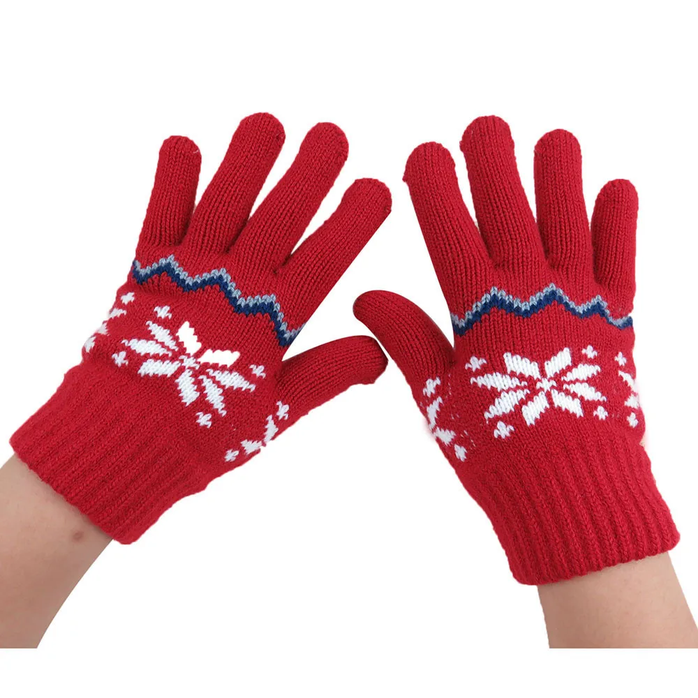 Модные детские трикотажные Зимние перчатки для девочек и мальчиков кашемировые мягкие теплые варежки