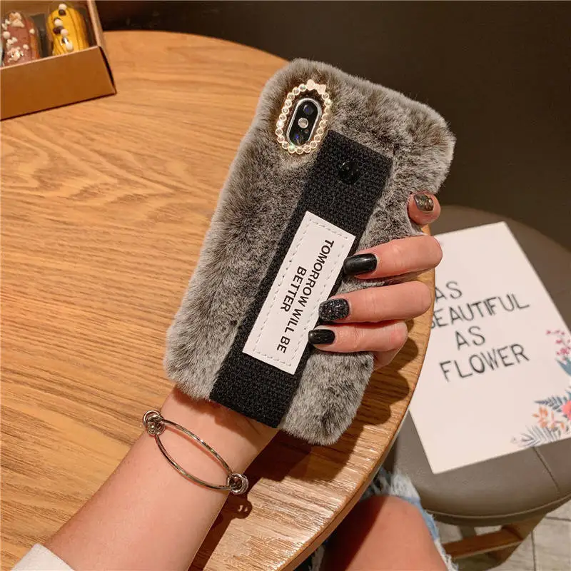 

Wristband Plush For Iphone 6 6s 7 8P X Xs Xr Max Wristband Plush Drop-Proof Phone Case