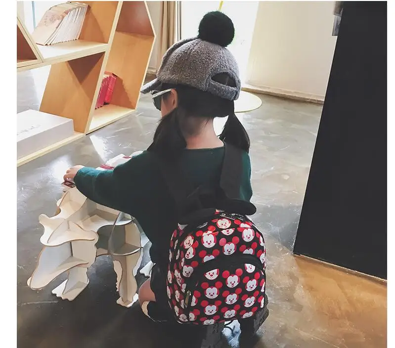 Mickey Ear Women Backpack Cartoon mochila for girls boys Quality Small Backpacks bow minnie Rucksack cute bag for teenage