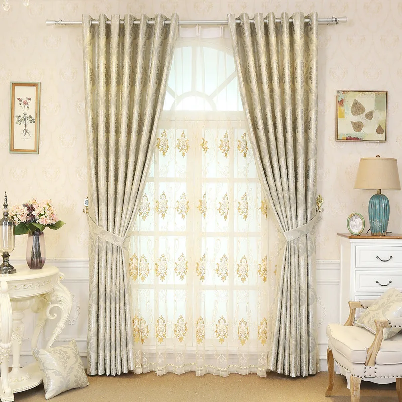 

Simple European Jacquard High Precision Full Shade Curtains for Living Dining Room Bedroom.