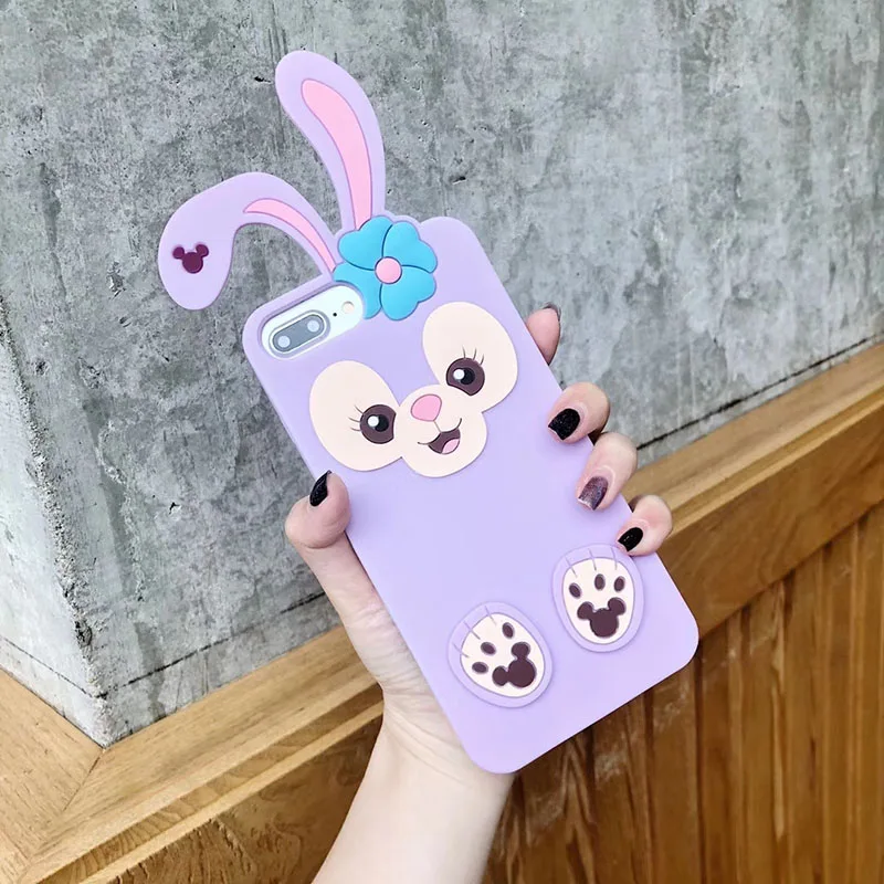 Милый мультяшный силиконовый чехол для iPhone 11 Pro Max XS XR 8 7 Plus чехол Duffy Bear чехол для телефона для iPhone 6 6s Чехол-кролик - Цвет: Purple Rabbit