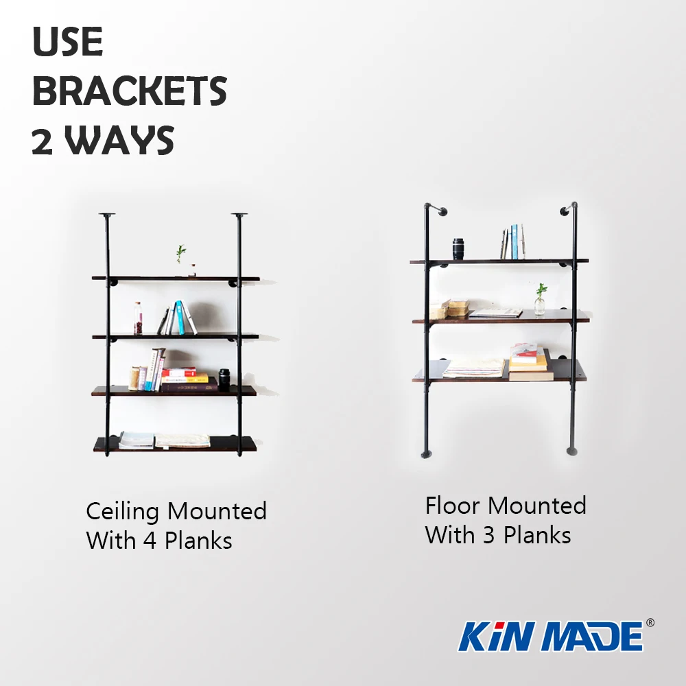 Us 89 0 Kinmade Industrial Pipe Floating Shelf Display Rack Rustic Storage Shelf 3 Tier Wall Mount 4 Layer Ceiling Mounted In Storage Holders