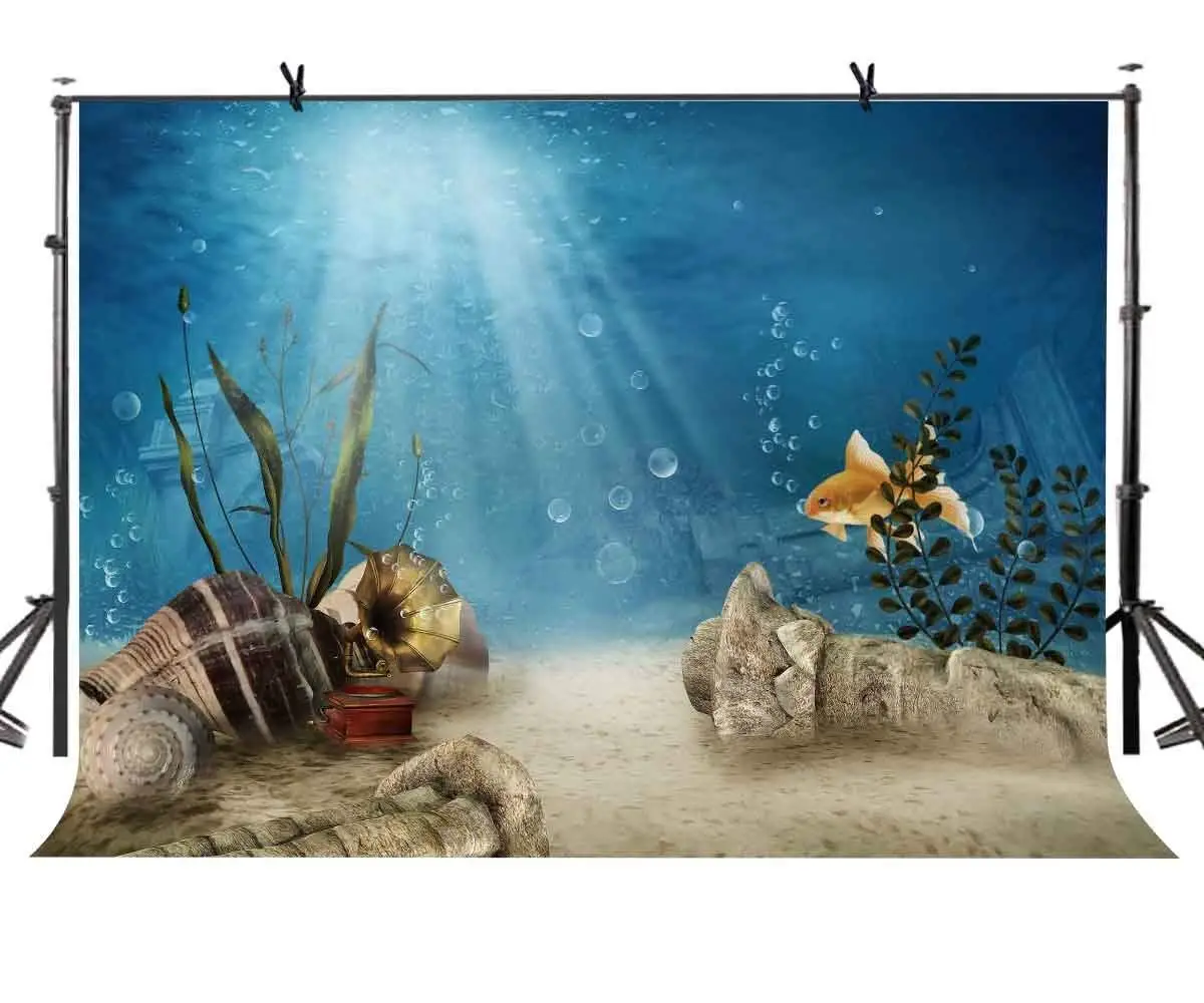 

7x5ft Ocean World Backdrop Ancient Underwater World Antique Photographic Background and Studio Photography Backdrop Props