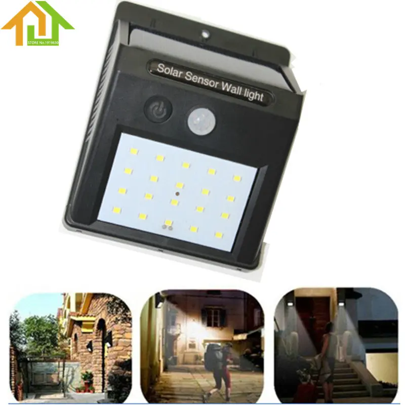 Outdoor 20 LED Solar Power PIR Motion Sensor Wall Light Waterproof Garden Lamp